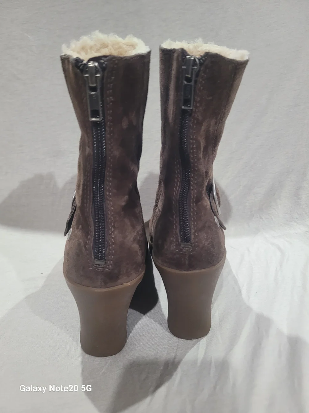 UGG Australia Brown Suede Wedge Buckle Zip Boots Size 10 EU 41 5593